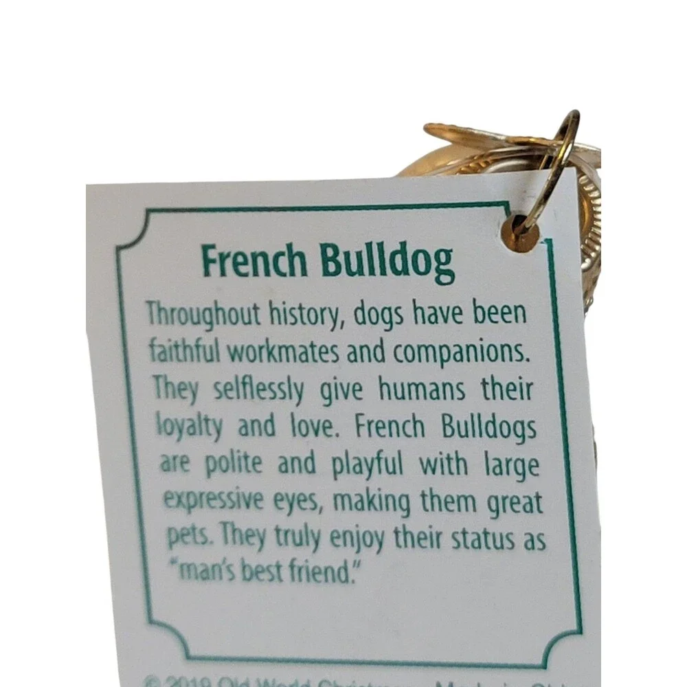 NWT Old World Christmas Blown Glass Hanging Ornament French Bulldog Frenchie